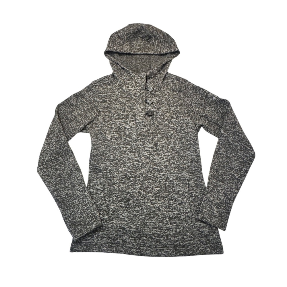 Columbia Women Gray Marled Sweater Fleece Pullover Hoodie Button Neck S Gorpcore